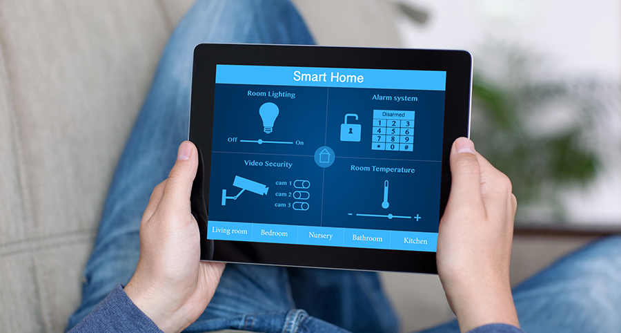The ability to access and control security components from a mobile device is one of the top smart home trends in Fargo. Close-up of smart home security app.