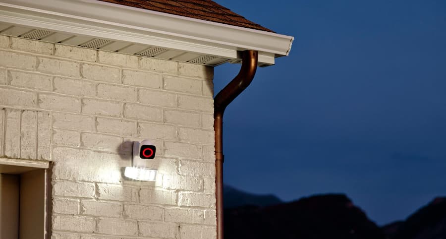 Vivint Spotlight Pro exterior camera attached next to a garage